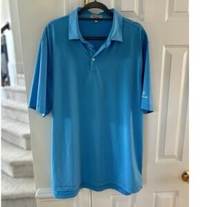 Peter Millar Summer Comfort Blue Micro Stripe Short Sleeve Golf Polo
